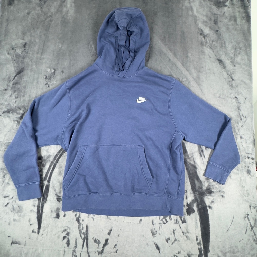 Nike Hoodie Mens XL Blue Sportswear Club Fleece Pullover Logo 4651